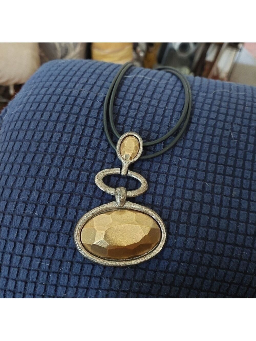 Vintage 80s Bronze Ethnic 3-Tier Pendant Necklace